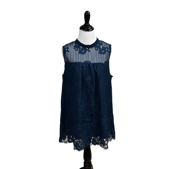 Valerie Stevens Women's Size XL Sleeveless Top Lace Overlay Pleated Eyelash Lace - Picture 2 of 9